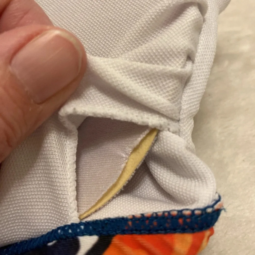 SHEIN Vibrant Blue and Orange Peacock Bikini Top